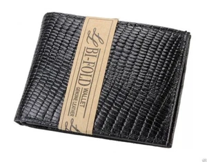 Cartera de cuero plegable para hombre con estampado Lizerd con identificación de tarjeta de ventana - Imagen 1 de 5