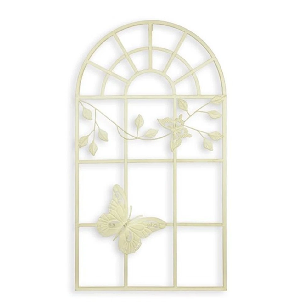 Decoración De Pared Metal Ventana Mariposa Blanca Altura 97 Cm Cuadro De Pared - Imagen 1 de 1