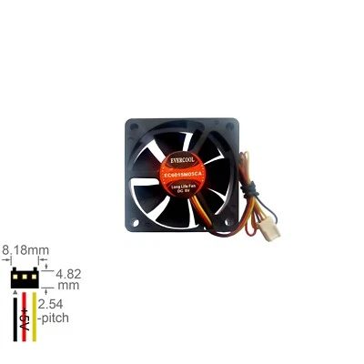 Fan Muffin Cooling DC  5V DC5V 5VDC 60mm 60x60x15 Evercool EC6015M05CA 3-pin - Image 1 of 4