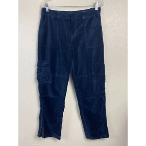 Pantaloni donna Sundance Nightfall Cargo blu velluto taglia 8 cotone utility Y2K anni 90 - Foto 1 di 15