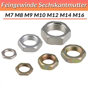 Sechskantmutter Muttern Norm Feingewinde M7 M8 M9 M10 M12 M14 M16 Stahl verzinkt - Bild 1 von 25