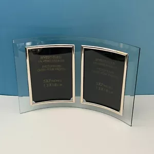 Vintage Beveled Glass Photo Frame, 5x7 In, Double Picture Display, Curved Design - Picture 1 of 12