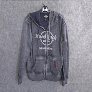 Hard Rock Hotel Orlando L Hoodie Sweatshirt Gray Full Zip Stone Washed Charcoal - Picture 1 of 15