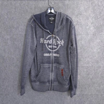 Sudadera con Capucha Hard Rock Hotel Orlando L Gris Cremallera Completa Piedra Lavado Carbón Foto 1 de 4