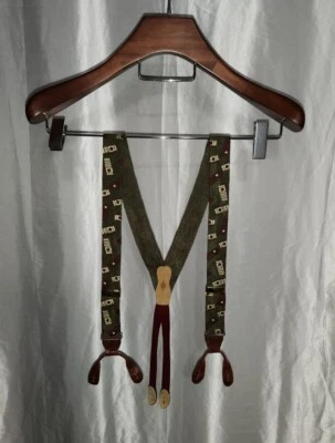 Tirantes ajustables elásticos de cuero Martin Dingman verdes geométricos  Foto 1 de 4