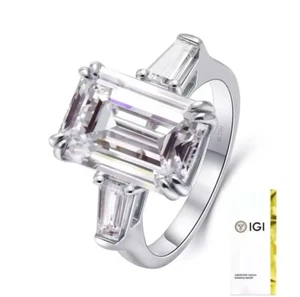 2.5ct VS2 F Emerald Cut Lab-Grown Diamond Wedding Ring 14K Solid Rose Gold IGI - Picture 1 of 4