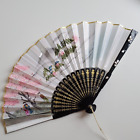 Ventilateur japonais peint avec nacre laque noire asiatique ventilateur à main vintage