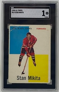 STAN MIKITA 1960 Topps Chicago BLACKHAWKS NHL Ice Hockey ROOKIE Card #14 SGC 1 - Picture 1 of 2