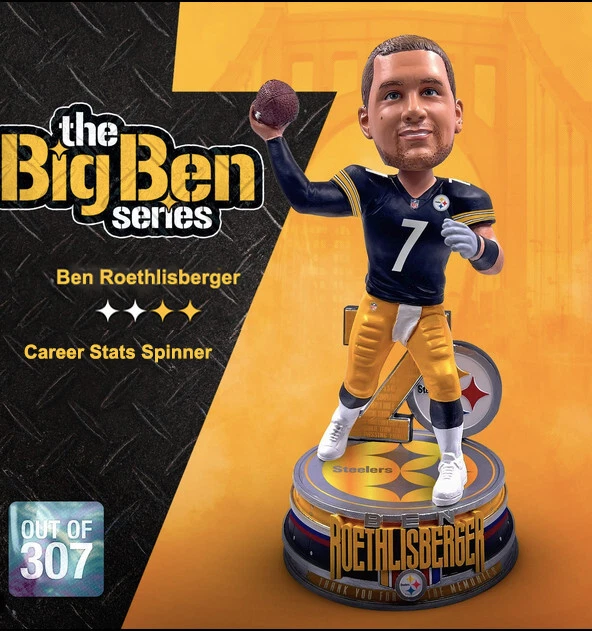 Ben Roethlisberger Pittsburgh Steelers Estadísticas de Carrera Spinning Bobblehead-Edición Limitada Foto 1 de 4