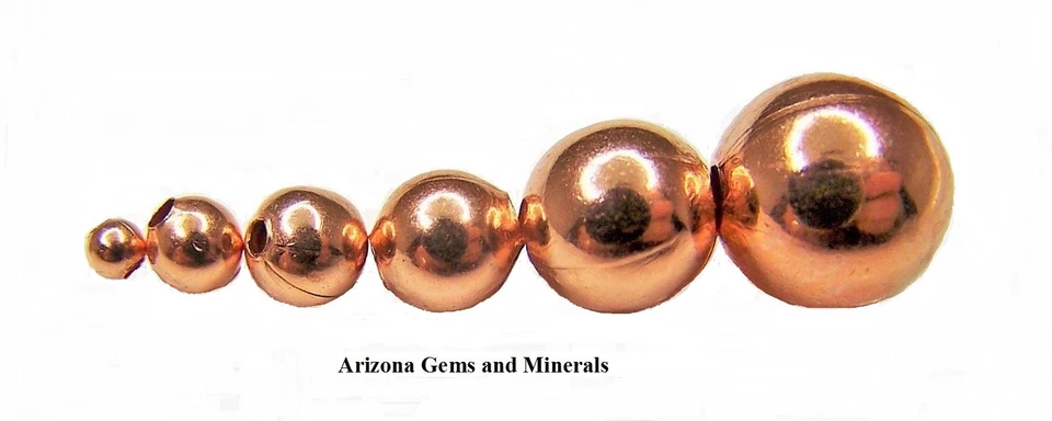 Real Pure Copper Real Round Beads 2mm-3mm-4mm-5mm-6mm-8mm-9.5mm 100-200-500Qty. - Image 1 of 1
