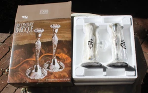 20th Century Baroque Godinger Set Of 2 Silverplated 8" Candlesticks Vintage. NIB - Picture 1 of 6