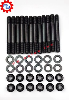 Qty 12 Exhaust Manifold Stud, 12 Point Flange Nut, Washer  for Cummins 6B, 6CT - Image 1 of 4