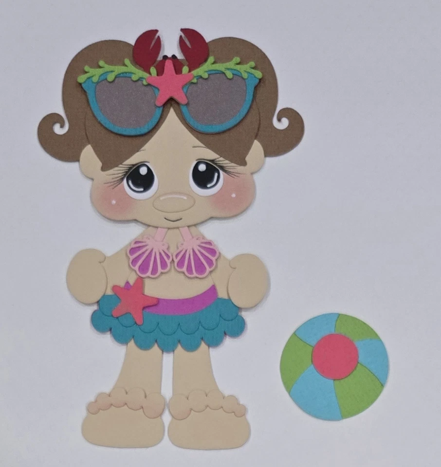 Beach Treasure Girl pelo castaño. Álbum de recortes, piezas de papel para hacer tarjetas Foto 1 de 1