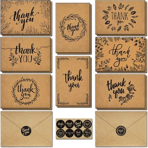 Thank You Cards with Envelopes - 160 Sets Premium Kraft Thank You Cards Bulk - T - Picture 1 of 12