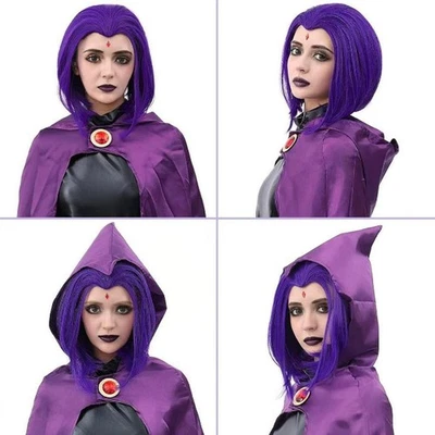 Peluca corta púrpura para mujer y disfraces para Halloween, disfraz y fiesta L8C9 Foto 1 de 4