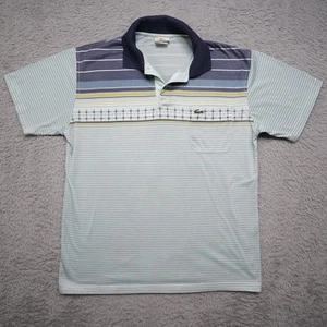 Lacoste Polo Shirt Mens Large Blue Performance MISSING BUTTON Made in Italy - Picture 1 of 9