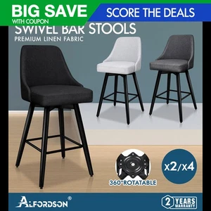 ALFORDSON Metal Bar Stools Megan Kitchen Counter Swivel Dining Chair x2/x4 - Picture 1 of 47