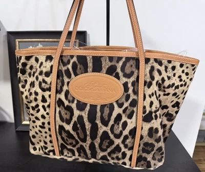 Bolso de Hombro Dolce & Gabbana Mujer Estampado de Leopardo Cuero Naranja Marrón Foto 1 de 4