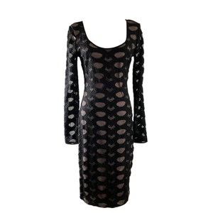 BCBGMaxAzria Damen Small schwarz nude Spitze Overlay Kleid figurbetont Tanya DGL68B04 - Bild 1 von 9