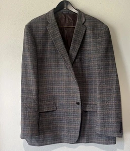 100% Lambswool mens Adolfo jacket Blazer Gray Brown Stripe Sz 50 Reg Luxury - Picture 1 of 17