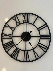 Wall Mounted Black Clock w/ Roman Numerals | Home, Kitchen, Bedroom - 18 inch - Picture 1 of 2