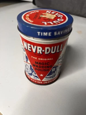 Vintage full tin NOS Nevr-Dull Magic Wadding Polish collectible 1941 can design - Image 1 of 4
