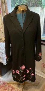 Laura Ashley Kleid Mantel Rosenstickerei Vintage 80er Gr. 18 selten Wollmischung - Bild 1 von 14