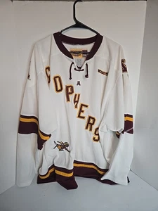 Camiseta de hockey Minnesota Gophers blanca talla 2XL logotipo diagonal, Gold Country - Imagen 1 de 8