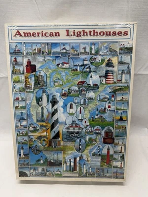 Rompecabezas White Mountain 1000 piezas faros americanos 1997 de colección nuevo sellado Foto 1 de 4