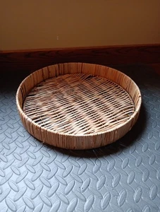 15x2 Inches Woven Wicker Rattan Round Serving Tray Basket Catch All From Kohls - Picture 1 of 7
