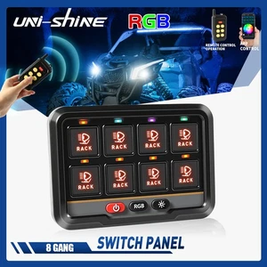 RGB 8 Gang Switch Panel AAP/Remote Control Box For Jeep Off-Road UTV ATV Marine - Picture 1 of 17