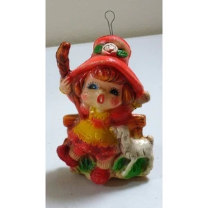 Plastic Little Bow Peep Plastic Ornament Made in Japan Lamb 3.5" Hand Painted (z - Imagen 1 de 3