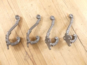 4 COAT HOOKS **SOME RUST** IRON VINTAGE ANTIQUE LOOK HAT HOOK KEY BATH HARDWARE - Picture 1 of 8
