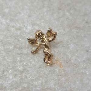 Vintage Gold Tone Cherub Angel Pinback Button Lapel Pin Small - Picture 1 of 4