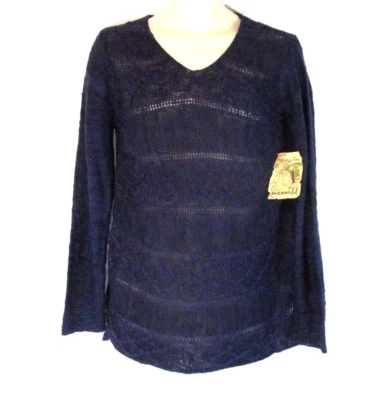 Camisa Suéter Tejida One World Mujer Azul Tejido Abierto Talla Grande Pull On CB85K NUEVA CON ETIQUETAS Foto 1 de 4