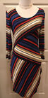 Bailey 44 SZ SMALL Rothko Sheath Tier Stripe Dress 3/4 Sleeve Jersey Knit Red