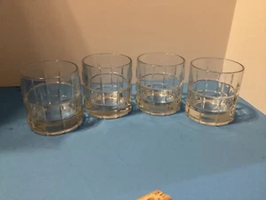 4-Anchor Hocking Old Fashioned Glasses Tartan Plaid Clear. 3.5” Tall - Picture 1 of 11
