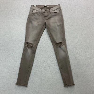 Pantalones de mezclilla KanCan para mujer 4 marrón claro ajustados desgastados hechos en EE. UU. Foto 1 de 4