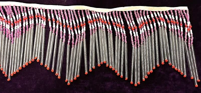 Lampen Perlen Fransenborte Fransen 1 Meter Rosa, Rot, Weiß, Klar - Bild 1 von 3