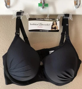 Black Underwire Bra NEW Bobbie Brooks Microfiber Fashion Full Coverage 42C, NWT - Picture 1 of 12
