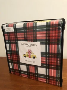 New Cynthia Rowley Microfiber Christmas Holiday Tartan Plaid 3 Pc Twin Sheet Set - Picture 1 of 2