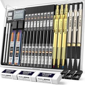 35PCS Art Mechanical Pencil Set, 3PCS Gold Metal Drafting Pencil 0.5 Mm & 0.7 Mm - Picture 1 of 11