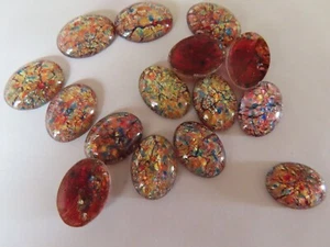 16 Czech. glass Oval Cabochones 18x13mm foiled ruby opal. - Bild 1 von 1