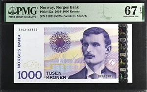 Norway 1000 Kroner 2001 Pick-52a SUPERB GEM UNC PMG 67 EPQ - Picture 1 of 2