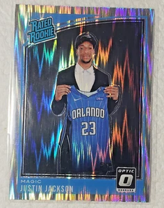 Tarjeta de novato Justin Jackson 2018-19 Donruss Optic Shock clasificación PRIZM # 183 Magic - Imagen 1 de 2