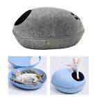 Natural Felt Cat Bed Cave Cozy Nest Detachable Puppy Kitten Pet Tunnel Toy Gray