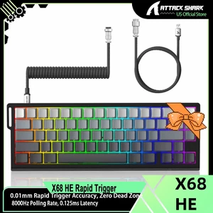 ATTACK SHARK X68 HE Rapid Trigger Keyboard Magnetic Switch with C01PRO Cable - Picture 1 of 24