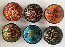 6 Serving Bowls Turkish Pattern Floral Ceramic Handmade Handcrafted Raised Decor