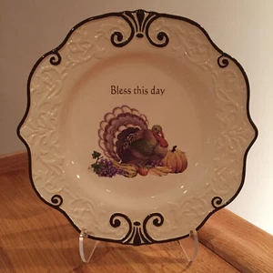 Piatto decorativo tacchino Ganz ""Bless this day"" 11 pollici Ringraziamento~ Nuovo come nuovo - Foto 1 di 9