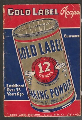 VINTAGE GOLD LABEL BAKING POWDER RECIPE BOOKLET Foto 1 de 2
